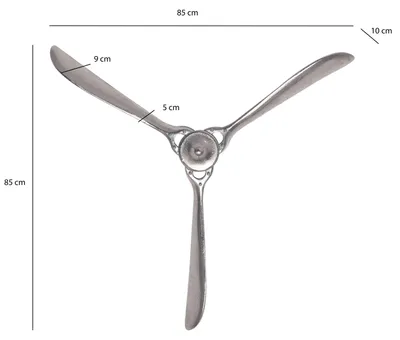 Produktbild von FineBuy Deko Propeller 85x85 cm Silber Metall Flugzeug Wandpropeller Wohndeko Große Aluminium-Figur Wanddekoration Dekoration für Zuhause XXL