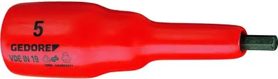Produktbild von GEDORE VDE IN 19 5 DE-Schraubendrehereinsatz 1/2" Innen-6-kant 5 mm, 6124480