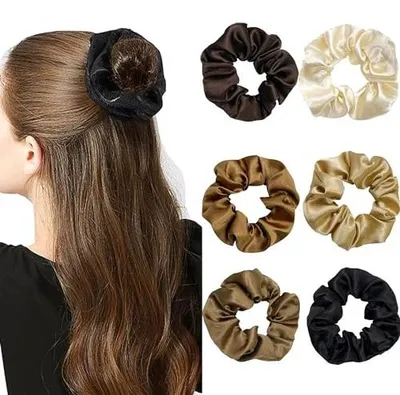 Zdjęcie produktu dla Gumki do włosów jedwabne scrunchies satynowe dla kobiet zestaw 6 kolorów