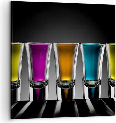 Produktbild von Bild auf Leinwand - Leinwandbild - Gläser Alkohol trinken Saft - 50x50cm - Wand Bild - Wanddeko - Leinwanddruck - Bilder - Kunstdruck - Wanddekoration - Leinwand bilder - Wandkunst - AC50x50-2194