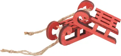 Produktbild von 2 Stück Miniatur Weihnachtsdekoration aus Holz, Rot, 6x3x2 cm, mit Jutekordel