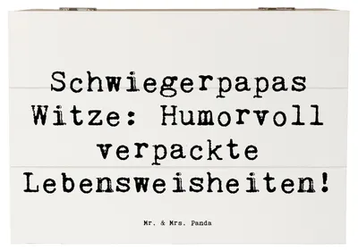 Produktbild von Mr. & Mrs. Panda Erinnerungsbox Spruch Schwiegerpapa Witze 22 x 15 cm - Weiß - Geschenk, Kiste mit Deckel, Lebensweisheiten, Aufbewahrungskiste, Humor, Geschenkbox, Liebe