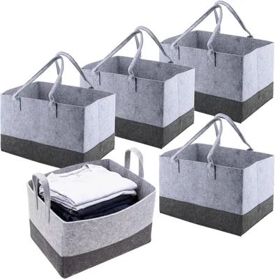 Obrázok produktu pre Plstená taška 38 x 25.5 x 25.5 cm, 5 ks, sivá, na nákupy