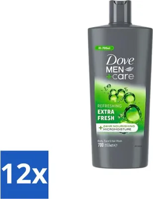 Immagine prodotto di Dove Men+Care – Extra Fresh – Gel doccia 3 in 1 – Nutriente – 700 ml - Confezione risparmio - 12 pezzi