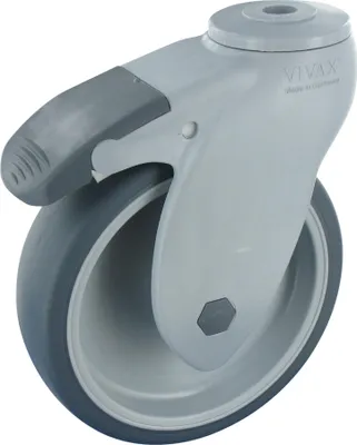 Produktbild von Kunststoff Lenkrolle ohne Feststeller 125mm TPE Gummi Rückenloch