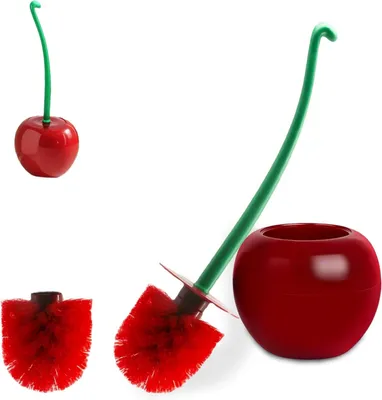 Produktbild von WC Bürsten Set, Kirschenform, inklusive 2 Ersatzbürsten, 38 cm hoch, für Badezimmer