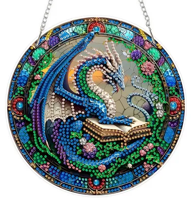 Diamantmalerei Hänger, Drachen Motiv, DIY, Acryl, 21x21 cm