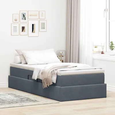 Image de Maison Exclusive - Lit coffre avec matelas, gris foncé, 100 x 200 cm, velours