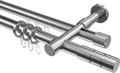Produktbild von Interdeco Rundrohr-Innenlaufstange / Gardinenstange (Kombination) Chrom, Typ Prestige Elanto (Rillenzylinder), 20 mm Ø 2-läufig, 280 cm