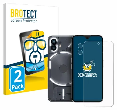 Produktbild von 2x Für Nothing Phone (2) (Display+Kamera) Schutzfolie BROTECT Displayschutz Display Schutz Folie Klar Transparent