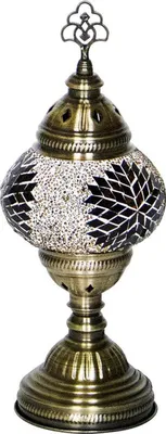 Zdjęcie produktu dla Lampa stołowa Oosterse Mosaik Brązowa Wysokość 30 cm, średnica 13,5 cm, oprawka E14, ręcznie wykonana, unikalny design