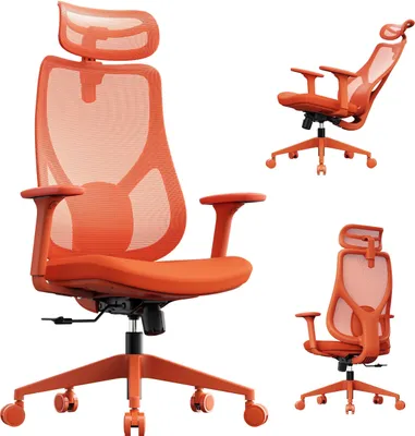 Produktbild von SENSE7 Moyo Ergonomischer Bürostuhl Schreibtischstuhl Orange 3D-Armlehnen Netzrücken Lendenwirbelstütze Chefsessel PC Stuhl Home-office 150 kg