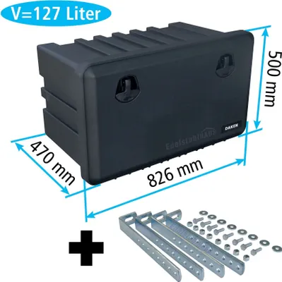 Produktbild von Daken J127 + z uchwytem pionowym VH401, skrzynka narzędziowa, skrzynka do przechowywania, skrzynka do przechowywania ciężarówek, skrzynka podłogowa, 826 x 500 x 470 mm, ok. 127 litrów