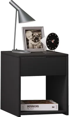 Immagine prodotto di Mobile notturno | Dimensioni comodino ca. H. 40 x W. 35 x D. 35 cm | Cassetto e scomparto aperto | Comodino - Sledo Mini