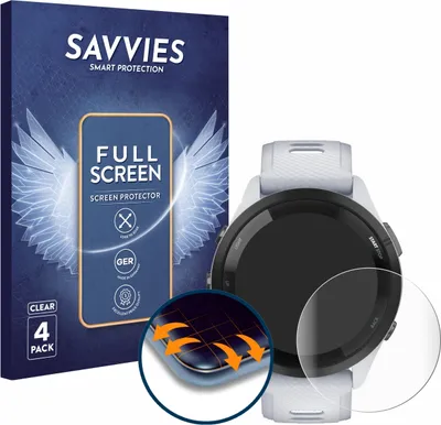 Produktbild von 4x Savvies Fullscreen Schutzfolie für Garmin Forerunner 265 (46 mm) Displayschutz Folie Fullcover Klar Transparent