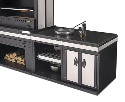 Image de Cuisine d'extérieur en acier inoxydable noir pour le jardin et la terrasse