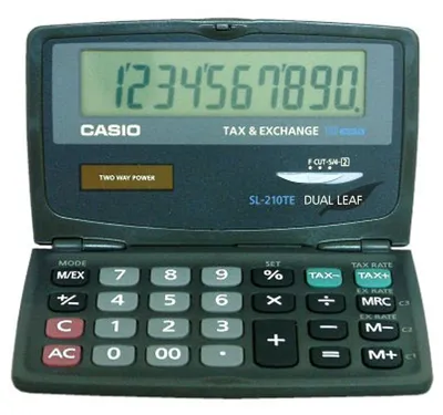 Image de Casio SL-210TE - Calculatrice de poche - 10 chiffres - panneau solaire, batterie