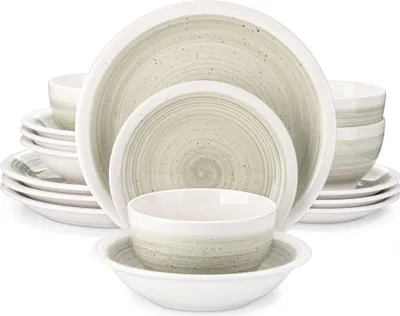 Produktbild von Kombiservice Steingut, vancasso ORI 16-teiliges Tafelservice, mit je 4 Speisetellern, Desserttellern, Müslischalen und Pastaschalen für 4 Personen