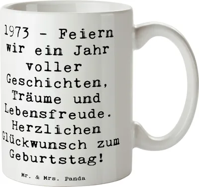 Produktbild von Mr. & Mrs. Panda Tasse Spruch 1973 Geburtstag - Weiß - Geschenk, Erinnerungen, Magie, Happy Birthday, Teetasse, Geburtstagsgeschenk, Kaffeebecher, Alter, Jubiläum, Zauber