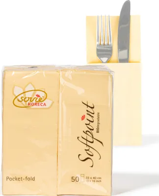 Produktbild von Sovie HORECA Besteckserviette Softpoint "Pub" in Creme, 40 x 33 cm, 1/8 Falz, 50 Stück