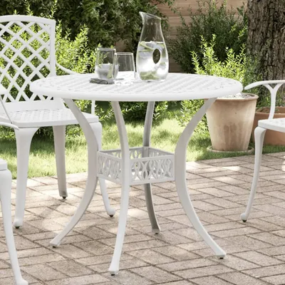 Obrázok produktu pre Maison Exclusive – záhradový stôl, biela farba, priemer 90 cm, výška 75 cm, odliatina hliníka