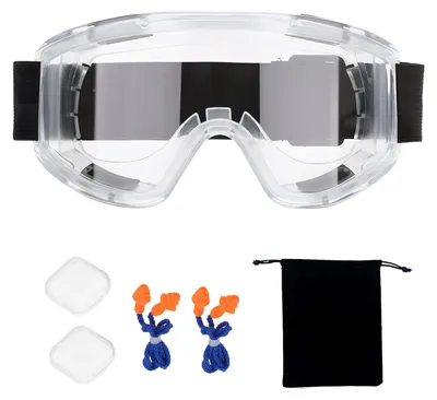 Produktbild von Sicherheitsbrille geschlossen, staubdicht, anti-Beschlag, mit Ohrstöpseln, klar, für Labor und Werkstatt