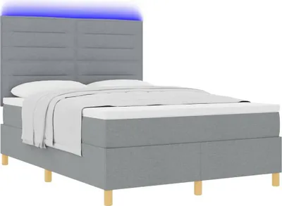 Obrázok produktu pre LED box s pružinami s matracmi Svetlosivá 140 x 200 cm látka