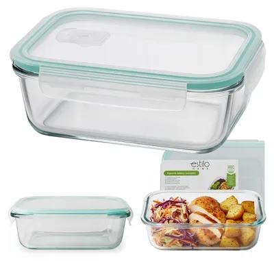 Produktbild von EstiloHome Glas Lunchbox 1520 ml – Frischhaltedose aus Borosilikatglas, mikrowellen- & ofenfest