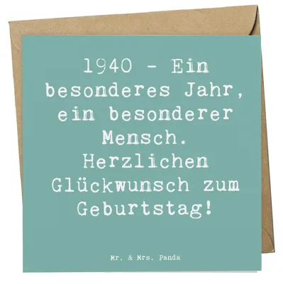 Produktbild von Mr. & Mrs. Panda Glückwunschkarte Spruch 1940 Geburtstag - Meeresbrise - Geschenk, faltkarte, Alter, Grußkarte, Klappkarte, Geburtstagsgeschenk, Erinnerung, anlasskarte