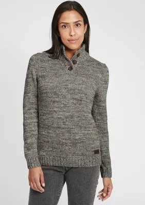 Produktbild von OXMO OXPhilicita Damen Strickpullover Troyer Grobstrick Pullover 100% Baumwolle Regular fit