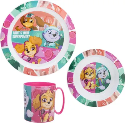 Produktbild von Paw Patrol Skye Liberty Kinder Geschirr-Set 3 teilig Becher Teller Schüssel