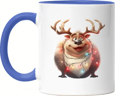 Produktbild von Lustiges Rentier Weihnachten Tasse Blau Lichterkette Adventsgeschenk