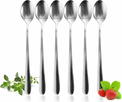Produktbild von SENDEZ 6 Edelstahl Löffel 19cm für Latte Macchiatto Rostfrei Teelöffel Dessertlöffel Kaffeelöffel Eislöffel