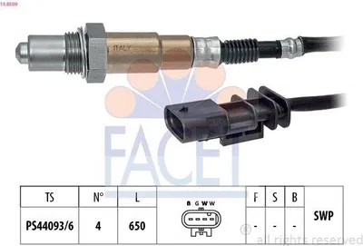 Produktbild von FACET Lambdasonde für FIAT TIPO Kombi (356) nach-Kat Beheizt Planarsonde 650mm 10.8509
