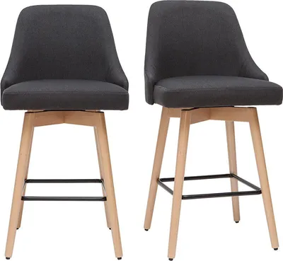 Produktbild von Miliboo - Barhocker HASTA skandinavisches Design dunkelgrauer Bezug H65 cm (2er-Set)