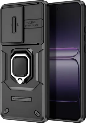 Produktbild von Avizar, Hülle OnePlus Nord CE5 mit Ständerring & Kameraschiebe, Schwarz