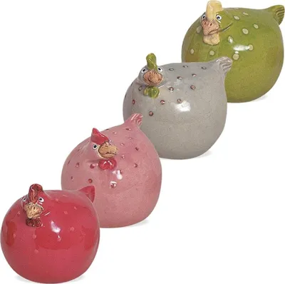 Produktbild von Henne Hühner bunt 4er Set je 5 cm