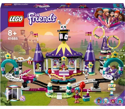 Produktbild von LEGO 41685 Friends Magische Jahrmarktachterbahn, Freizeit und Vergnügunspark mit Zaubertricks für Kinder, Spielzeug