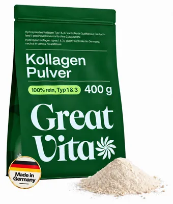 Immagine prodotto di GreatVita Collagene Bioattivo in Polvere 400g | Idrolizzato Peptidico Tipo 1+3