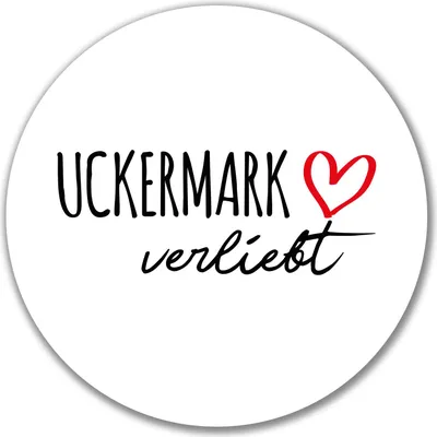 Produktbild von Huuraa Aufkleber Uckermark verliebt 10cm rund Sticker Geschenkidee