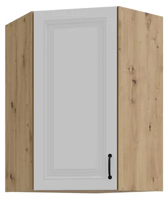 Produktbild von Eckhängeschrank 60x60 cm Stilo Weiss + Eiche Artisan Küchenzeile Küchenblock Küche Landhaus Höhe 90 cm