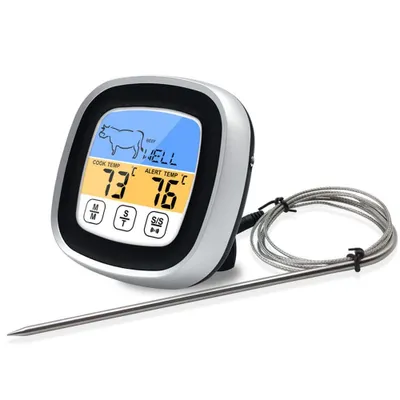 Produktbild von Fleischthermometer, digitales Grillthermometer mit Touchscreen-Farb-LED-Display, Temperaturbereich bis 300 °C, geeignet für Grills, Smoker und Küchen