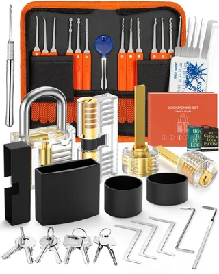 Lockpicking-Set 38-teilig mit 4 transparenten Schlössern