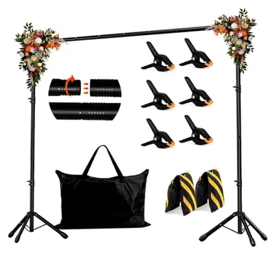 Produktbild von 3 x 180 cm Hintergrundständer für Partys, verstellbarer Fotohintergrund mit Tragetasche, tragbarer Ständer für Hochzeiten, Fotoshootings und Fotostudios