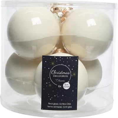 Produktbild von Weihnachtskugeln Glas 8cm 6 Stück - Wollweiß