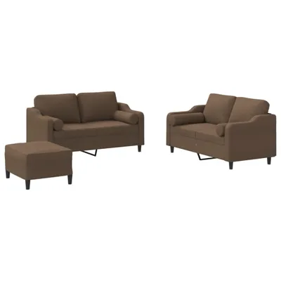 Produktbild von 3-tlg. Sofagarnitur mit Kissen Braun Stoff
