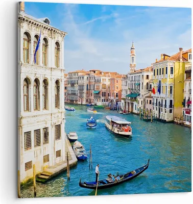 Produktbild von Bild auf Leinwand - Leinwandbild - Venedig Kanal Kreuzfahrt Gondel - 50x50cm - Wand Bild - Wanddeko - Leinwanddruck - Bilder - Kunstdruck - Wanddekoration - Leinwand bilder - Wandkunst - AC50x50-0428