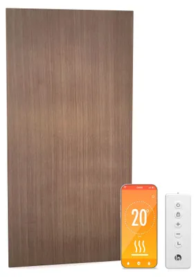 Produktbild von Blumfeldt Infrarot Wandheizung 700W – IP44, WLAN- & App-Steuerung, Thermostat, 99 % Effizienz, Überhitzungsschutz, für Badezimmer, Wandmontage, 0-37 °C, Holz Design
