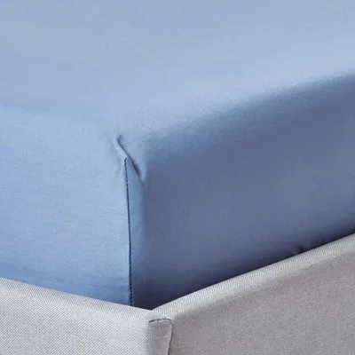 Produktbild von HOMESCAPES Premium-Spannbettlaken extra hoch – blau, 100% ägyptische Baumwolle, 180 x 200 cm