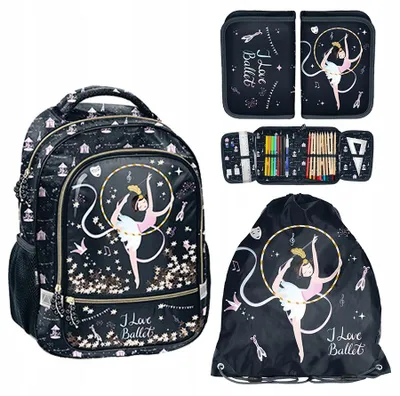 Produktbild von Paso Ballerina Schulset Rucksack Turnbeutel Federmäppchen